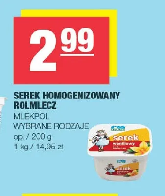 Serek homogenizowany Rolmlecz truskawkowy Mlekpol promocja w SPAR