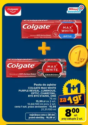 Pasta do zębów Colgate Max White Bye Bye Stains promocja w Carrefour