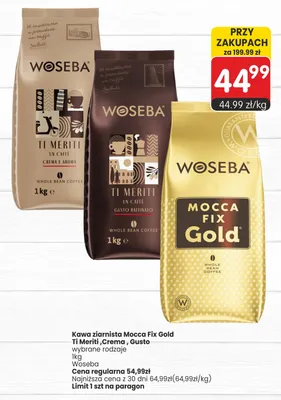 Kawa ziarnista Woseba Ti Meriti Gusto Raffinato promocja w Market Point