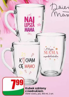 Kubek szklany z nadrukiem poj. 350ml promocja w Dino
