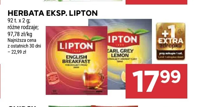Herbata ekspresowa Lipton Earl Grey Lemon promocja w Stokrotka