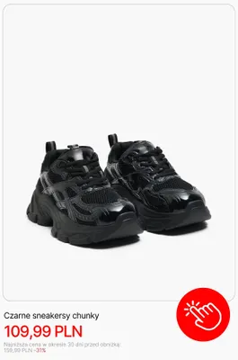 Czarne sneakersy chunky Cropp promocja w Cropp