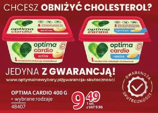 Margaryna Optima Cardio 400 g promocja w Selgros