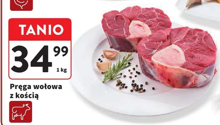 Pręga wołowa z kością promocja w Intermarche