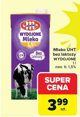 Mleko UHT bez laktozy 1,5% promocja w Carrefour Market