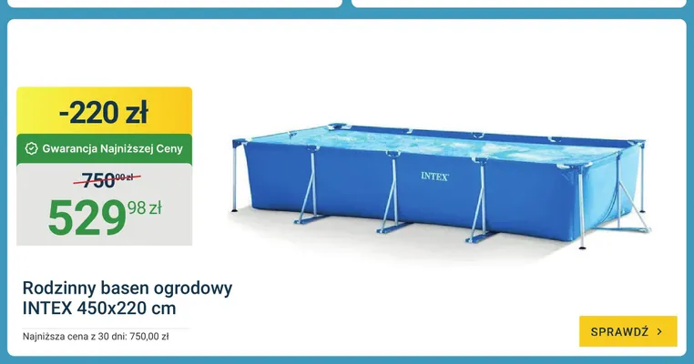 Rodzinny basen ogrodowy INTEX 450x220cm promocja w ERLI