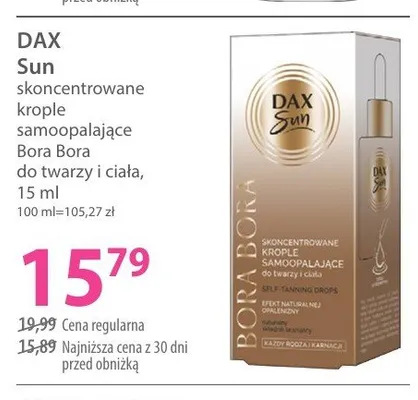Skoncentrowane krople samoopalające do twarzy i ciała Bora Bora DAX Sun promocja w Hebe