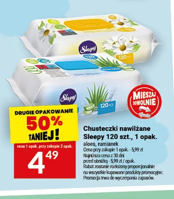 Chusteczki nawilżane Sleepy rumianek promocja w Twój Market