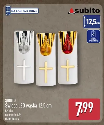 Świeca LED wąska 12,5 cm Subito promocja w Aldi