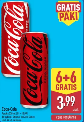 Napój gazowany Coca-Cola Zero Cukru promocja w Aldi