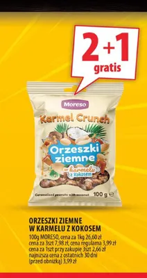 Orzeszki ziemne w karmelu z kokosem Moreso promocja w Arhelan