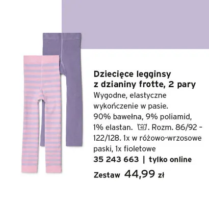 Dziecięce legginsy z dzianiny frotte 2-pak promocja w Tchibo
