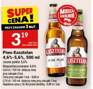 Piwo Kasztelan 4,6%-5,6% promocja w Twój Market