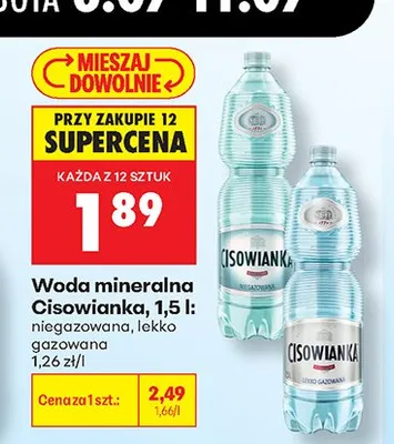 Woda mineralna Cisowianka lekko gazowana promocja w Biedronka