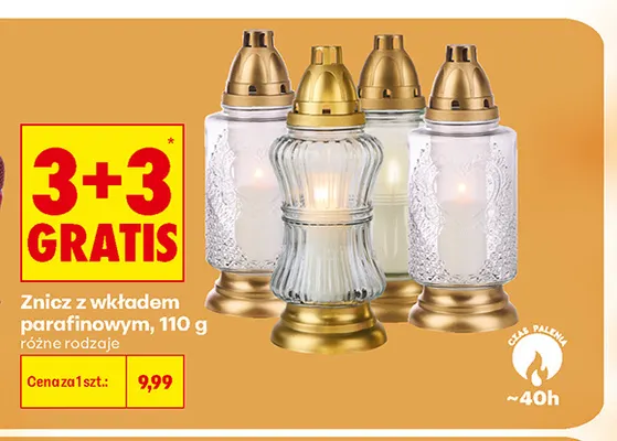Znicz z wkładem parafinowym promocja w Biedronka