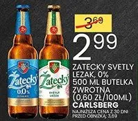 Piwo Żatecky Svetly lezak 0% 500 ml butelka zwrotna (0.60 zł/100ml) Carlsberg promocja w Wafelek