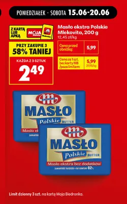 Masło ekstra Polskie Mlekovita promocja w Biedronka