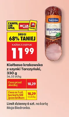 Kiełbasa krakowska z szynki promocja w Biedronka