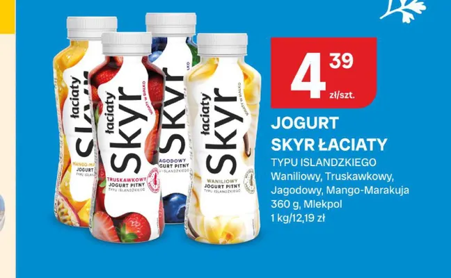 Jogurt Skyr typu islandzkiego Łaciate jagodowy promocja w Chorten