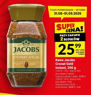 Kawa rozpuszczalna Jacobs Cronat Gold instant promocja w Twój Market