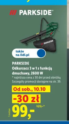 Odkurzacz 3 w 1 z funkcją dmuchawy Parkside 2600W promocja w Lidl