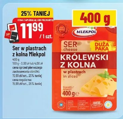 Ser w plastrach z kolna Mlekpol promocja w POLOmarket