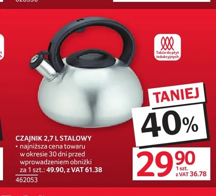 Czajnik stalowy 2,7 l promocja w Selgros