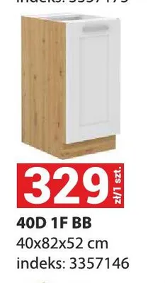 Szafka kuchenna Luna 40D 1F BB 40x82x52cm promocja w Merkury Market