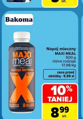 Napój mleczny Maxi Meal Bakoma promocja w Carrefour
