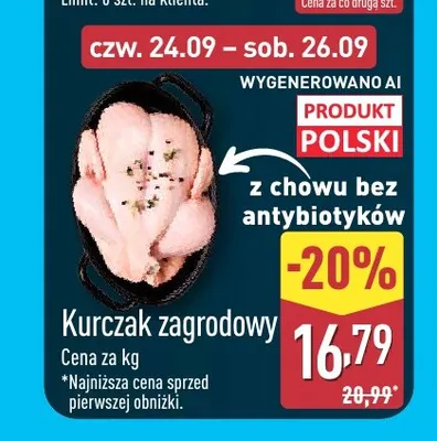 Kurczak zagrodowy z chowu bez antybiotyków promocja w Aldi