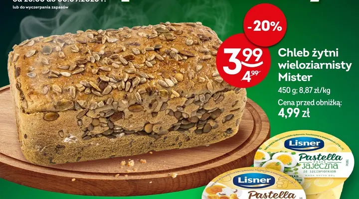 Chleb żytni wieloziarnisty Mister promocja w Żabka