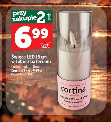 Świeca LED 15 cm w tubie z bateriami Cortina promocja w TOPAZ