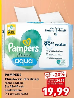 Chusteczki dla dzieci Pampers Harmonie Aqua 3x48-44szt promocja w Kaufland