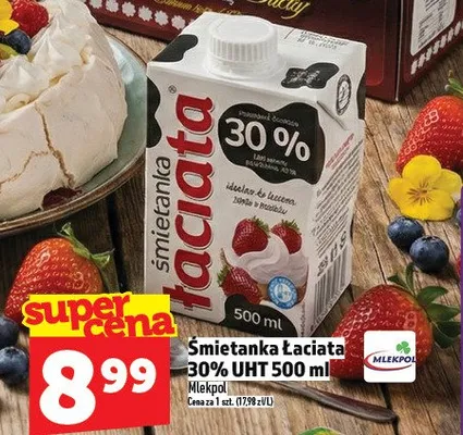 Śmietanka Łaciata 30% UHT promocja w TOPAZ