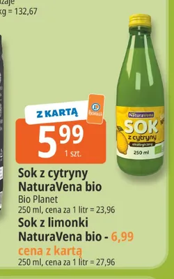 Sok z limonki NaturaVena bio Bio Planet promocja w Leclerc