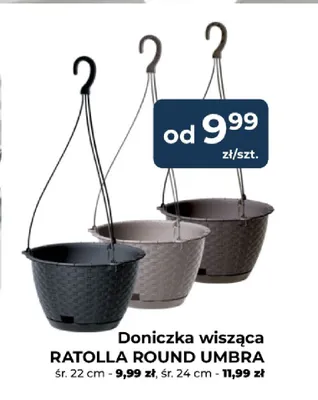 Doniczka wisząca Ratolla Round Umbra śr. 24 cm promocja w PSB Mrówka