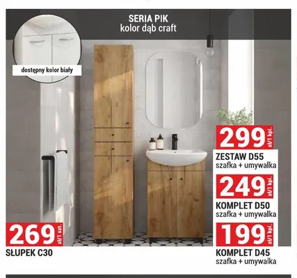 Zestaw szafka z umywalką Pik D55 promocja w Merkury Market