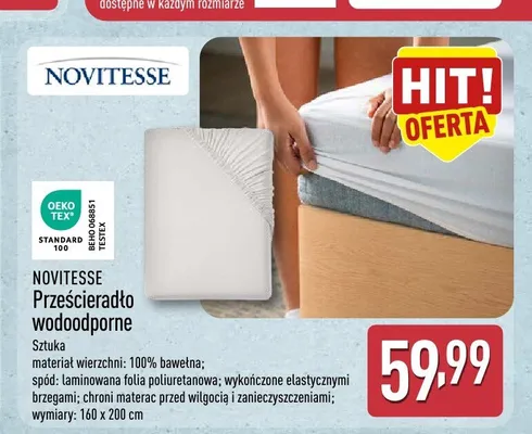 Prześcieradło wodoodporne NOVITESSE 160x200 cm promocja w Aldi