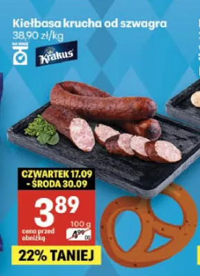 Kiełbasa krucha od szwagra Krakus promocja w Delikatesy Centrum