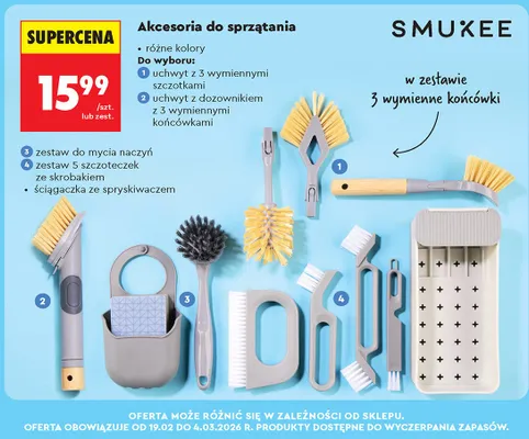 Akcesoria do sprzątania zestaw 5 szczoteczek ze skrobakiem promocja w Biedronka