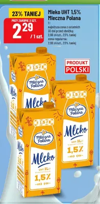 Mleko UHT 1,5% Mleczna Polana promocja w POLOmarket