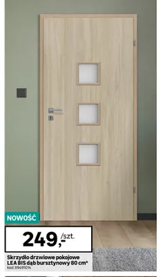 Skrzydło drzwiowe pokojowe Lea Bis dąb bursztynowy 80 cm promocja w Leroy Merlin