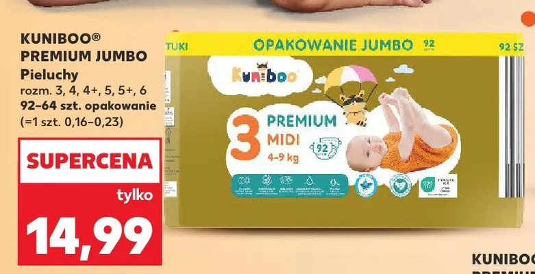 Pieluchy Kuniboo Premium Jumbo promocja w Kaufland