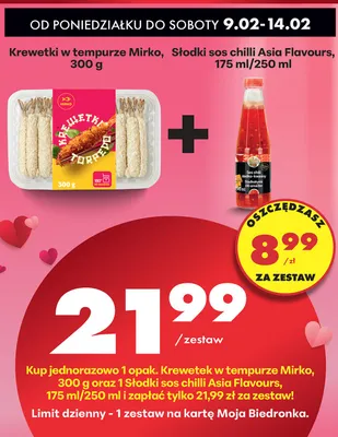 Zestaw: krewetki w tempurze + słodki sos chilli promocja w Biedronka