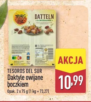 Daktyle owijane boczkiem Tesoros del Sur 2-pak 75g promocja w Aldi