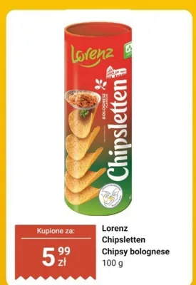 Chipsletten Chipsy bolognese Lorenz promocja w Dino