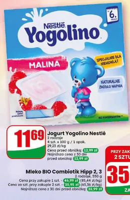 Jogurt Yogolino Nestlé malina 4-pak 100 g promocja w Dino