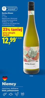 Wino Bacchus-Rivaner białe półwytrawne promocja w Lidl