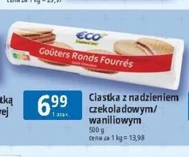 Ciastka z nadzieniem waniliowym ECO+ promocja w Leclerc