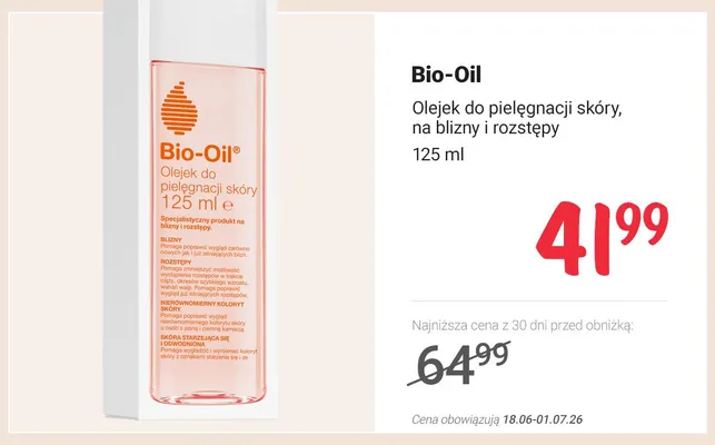 Olejek do pielęgnacji skóry Bio-Oil na blizny i rozstępy promocja w Rossmann
